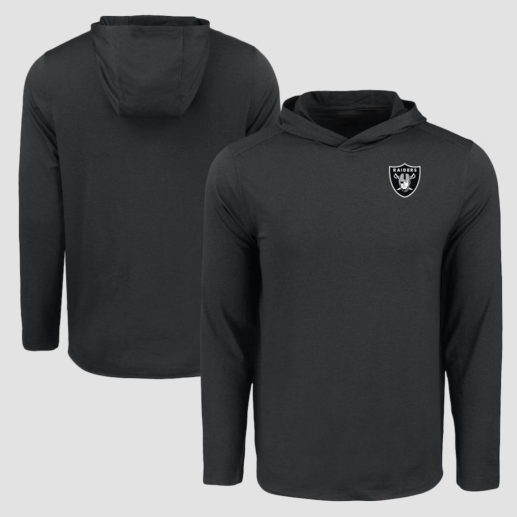 Men 2026 NFL Oakland Raiders Hooded long sleeved T-shirt black 06->nfl t-shirts->Sports Accessory